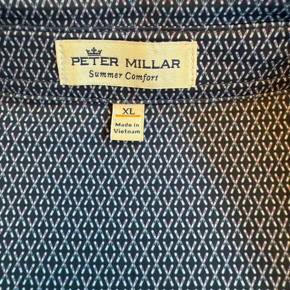 Peter Millar Men’s Summer Comfort Polo Shirt Navy Geometric Golf Size XL - Picture 3 of 10
